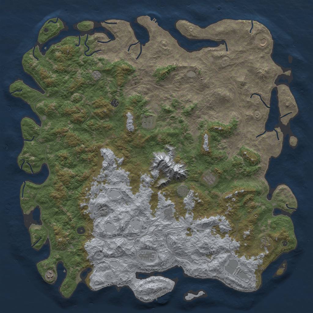 Rust Map: Procedural Map, Size: 6000, Seed: 56133, 20 Monuments