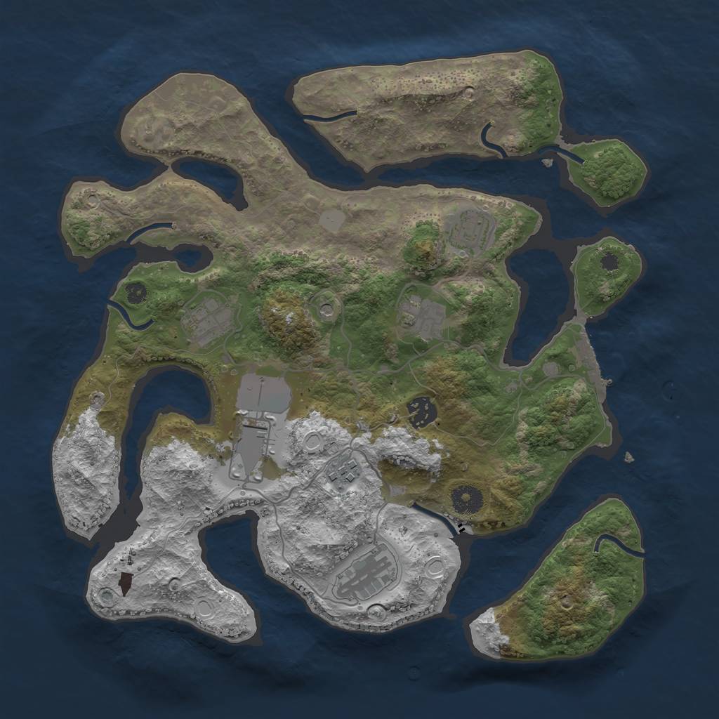 Rust Map: Procedural Map, Size: 3500, Seed: 908277280, 14 Monuments