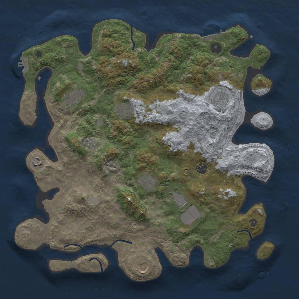 Rust Map: Procedural Map, Size: 4050, Seed: 2088105288, 18 Monuments