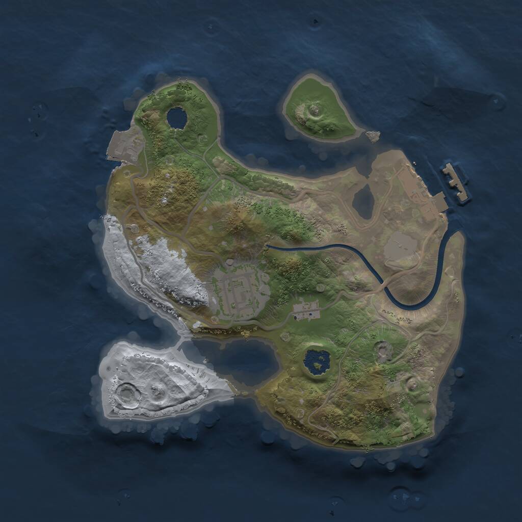 Rust Map: Procedural Map, Size: 2000, Seed: 1142991519, 3 Monuments