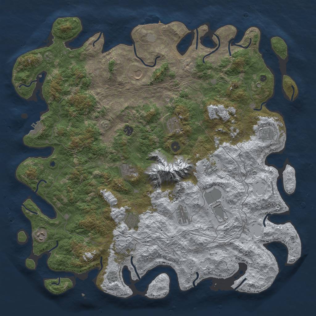 Rust Map: Procedural Map, Size: 5000, Seed: 674854, 20 Monuments