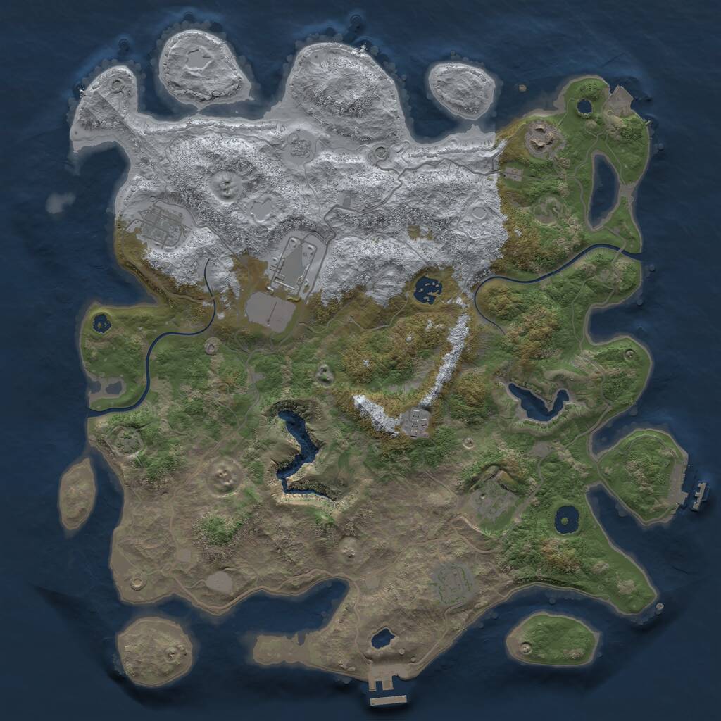 Rust Map: Procedural Map, Size: 4000, Seed: 15484, 13 Monuments
