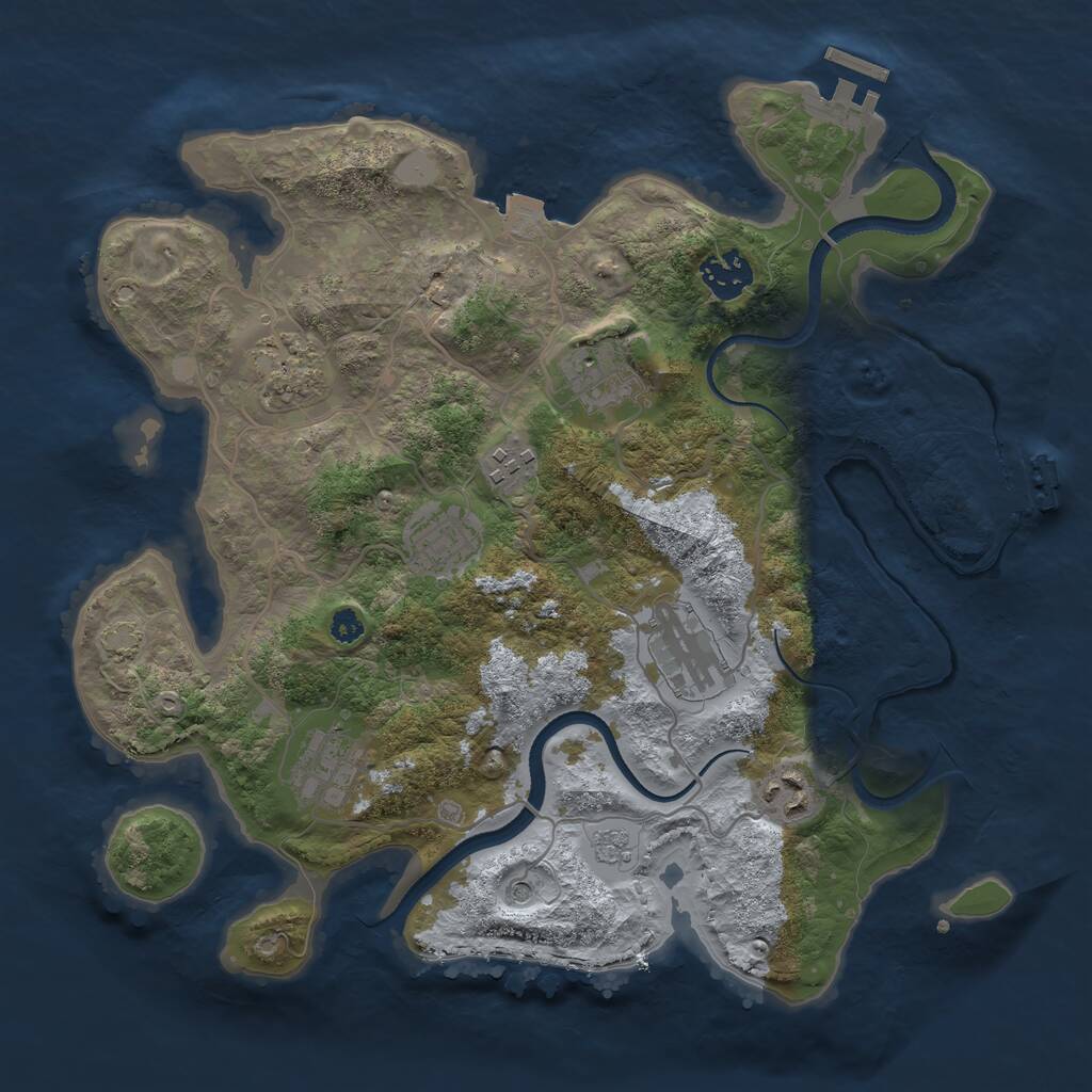 Rust Map: Procedural Map, Size: 3333, Seed: 841733, 14 Monuments
