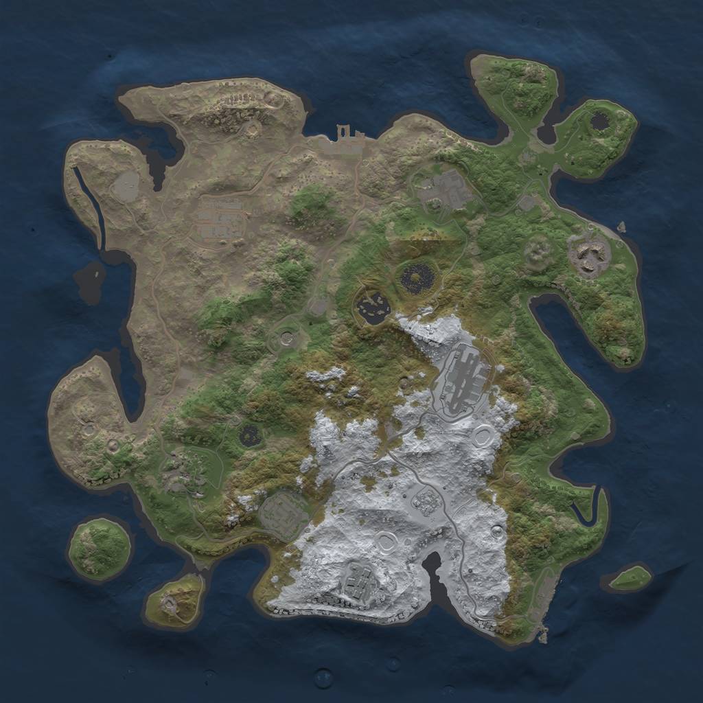 Rust Map: Procedural Map, Size: 3333, Seed: 841733, 17 Monuments