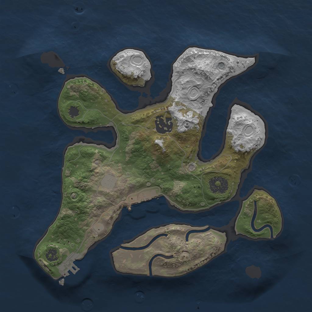 Rust Map: Procedural Map, Size: 2500, Seed: 1784076750, 8 Monuments