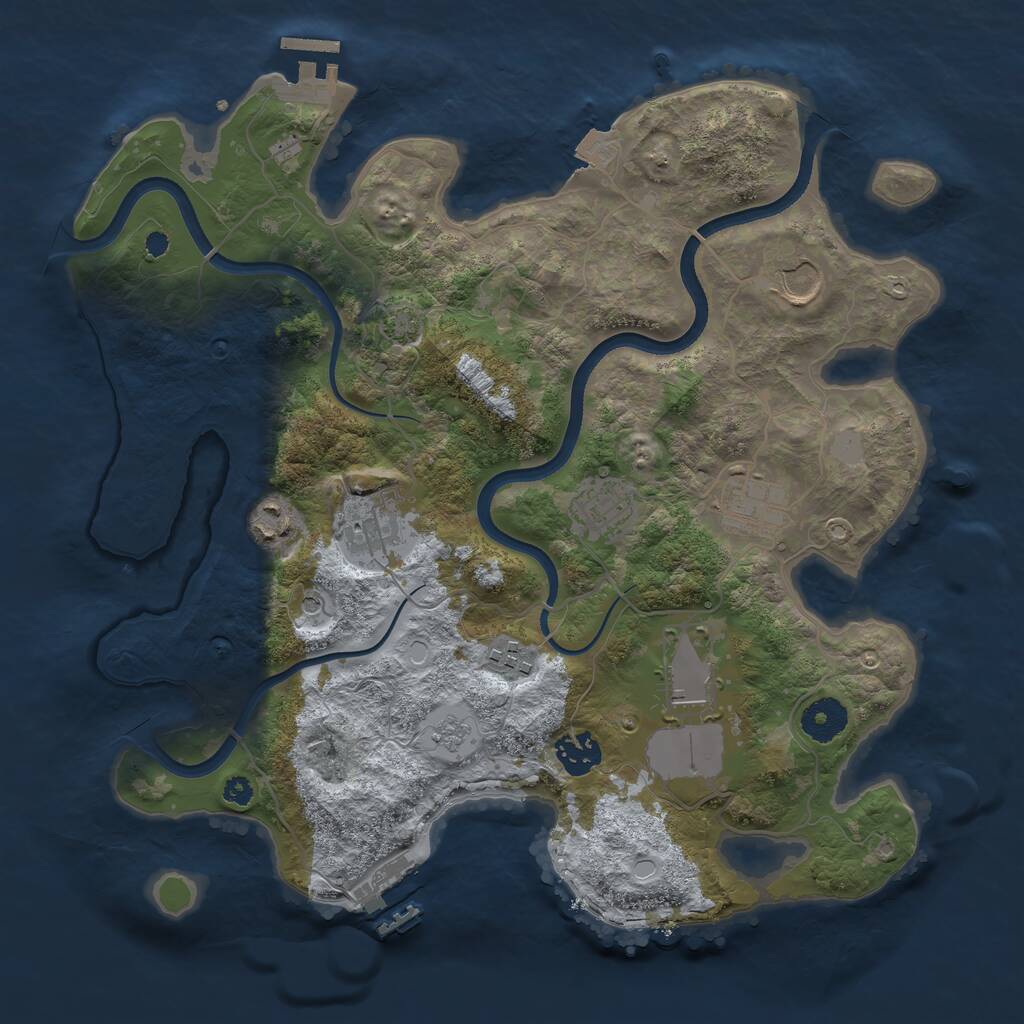 Rust Map: Procedural Map, Size: 3500, Seed: 408, 14 Monuments
