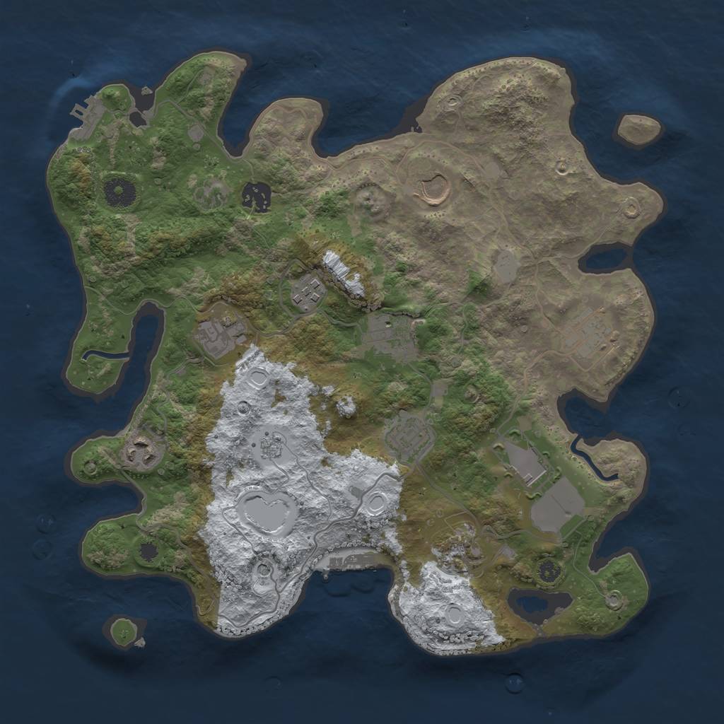 Rust Map: Procedural Map, Size: 3500, Seed: 408, 19 Monuments