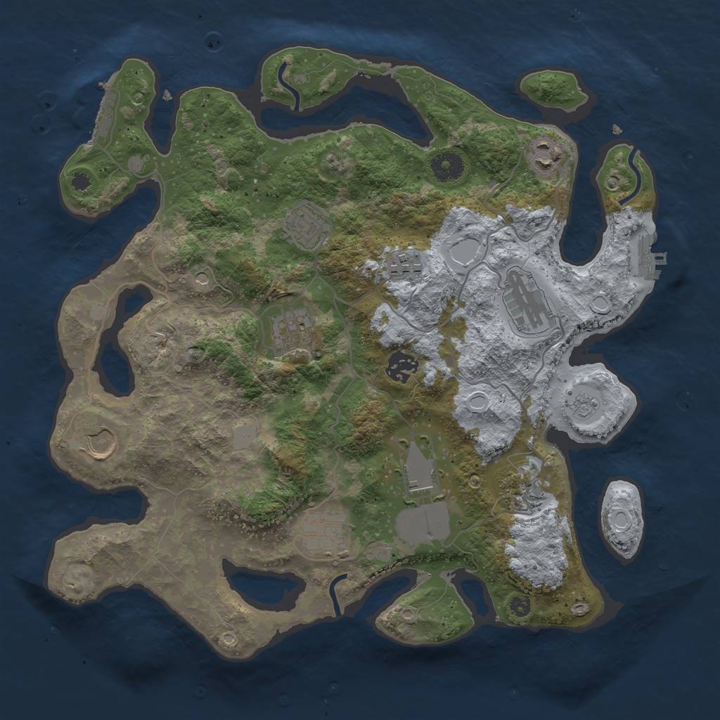 Rust Map: Procedural Map, Size: 3500, Seed: 117200051, 17 Monuments