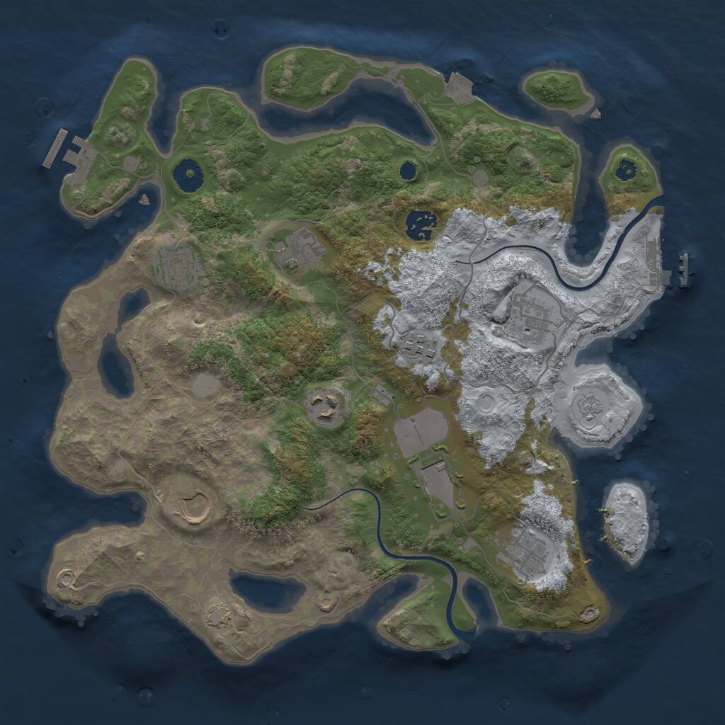 Rust Map: Procedural Map, Size: 3500, Seed: 117200051, 14 Monuments