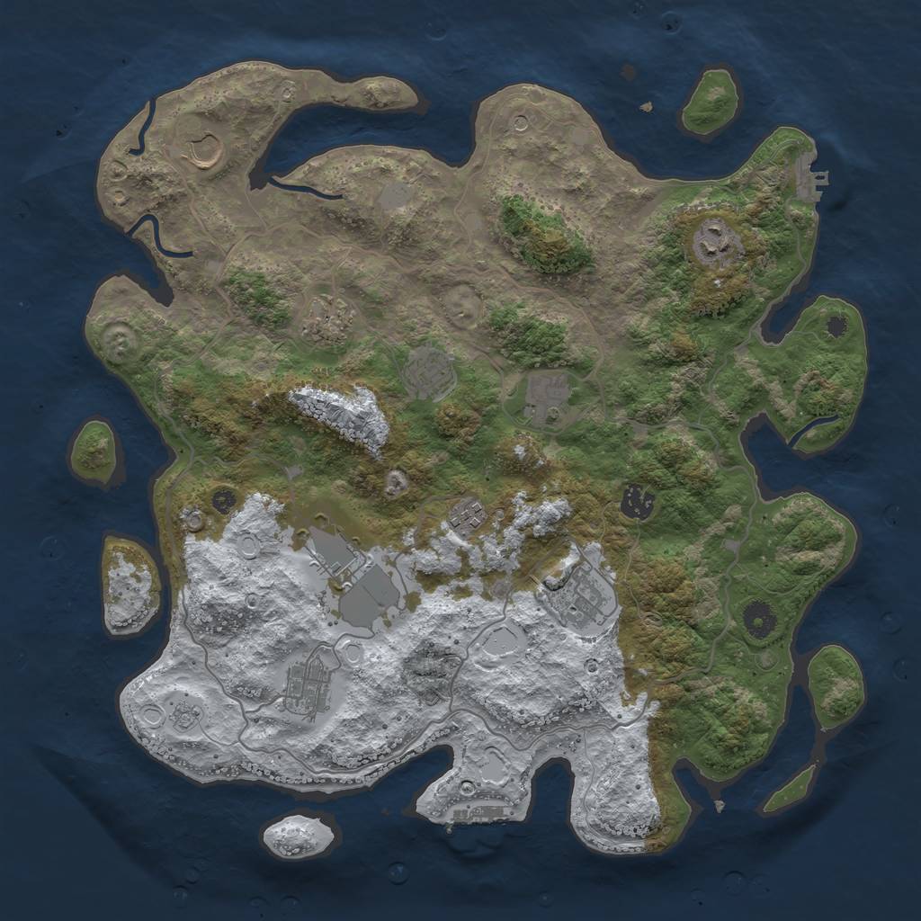 Rust Map: Procedural Map, Size: 4000, Seed: 524173631, 19 Monuments