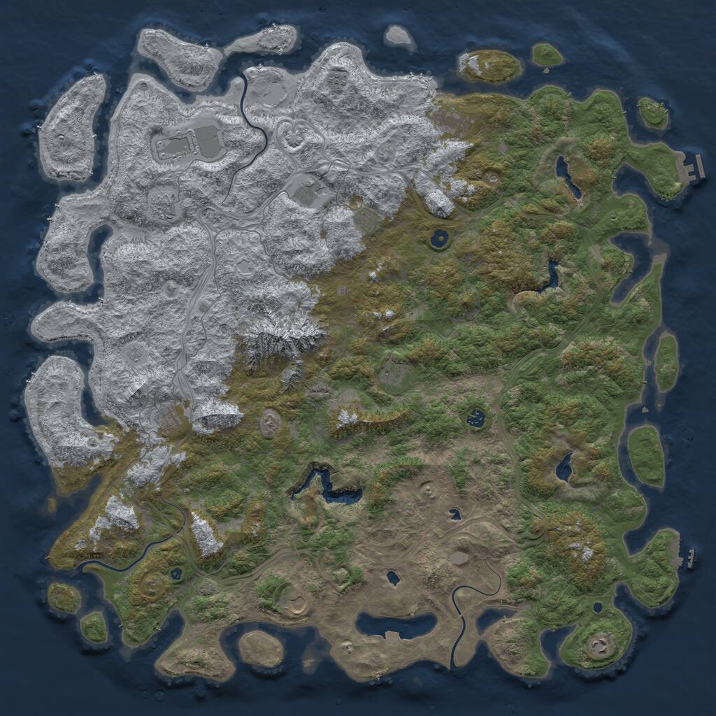 Rust Map: Procedural Map, Size: 6000, Seed: 641393346, 17 Monuments