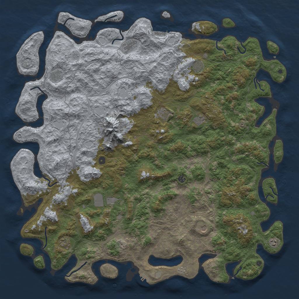 Rust Map: Procedural Map, Size: 6000, Seed: 641393346, 18 Monuments