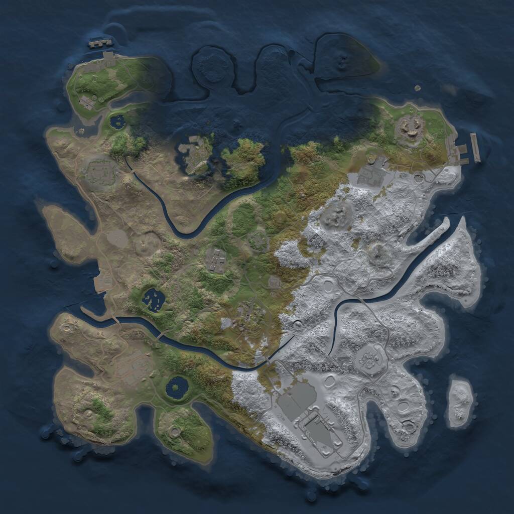 Rust Map: Procedural Map, Size: 3500, Seed: 818369876, 15 Monuments
