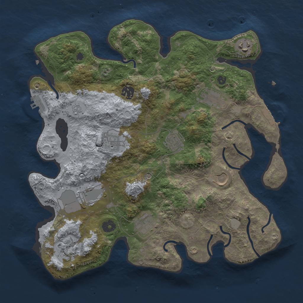 Rust Map: Procedural Map, Size: 3500, Seed: 164, 18 Monuments