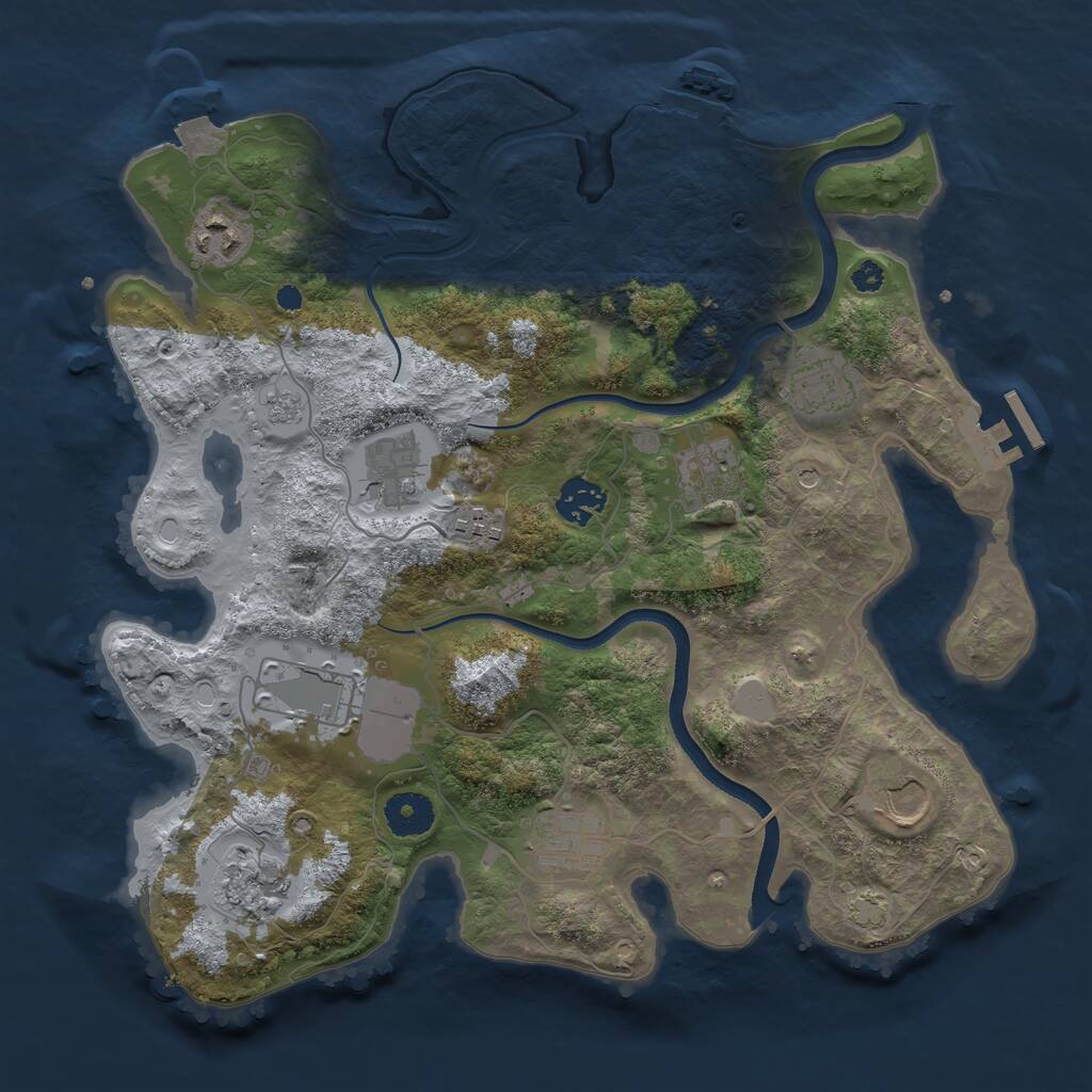 Rust Map: Procedural Map, Size: 3500, Seed: 164, 16 Monuments