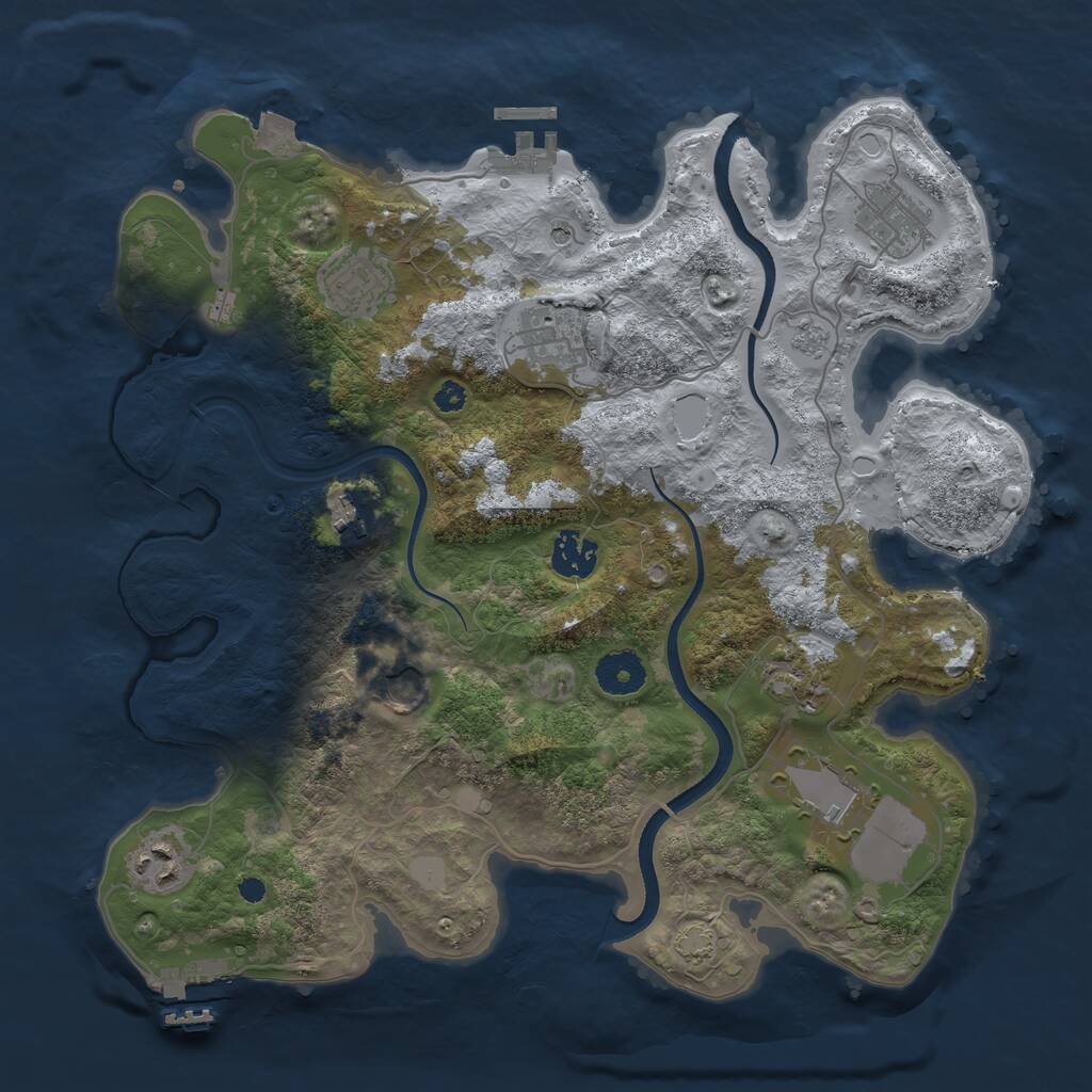 Rust Map: Procedural Map, Size: 3500, Seed: 245160165, 15 Monuments