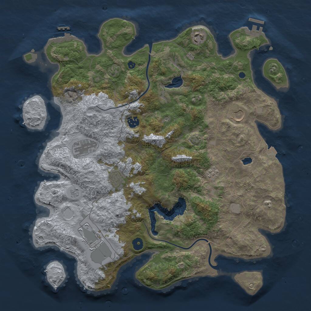 Rust Map: Procedural Map, Size: 4000, Seed: 757575444, 13 Monuments