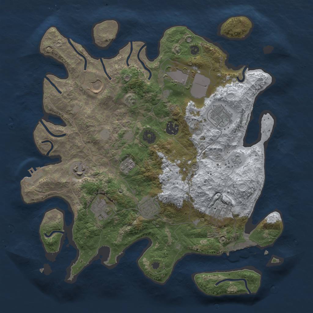 Rust Map: Procedural Map, Size: 3500, Seed: 47293853, 18 Monuments