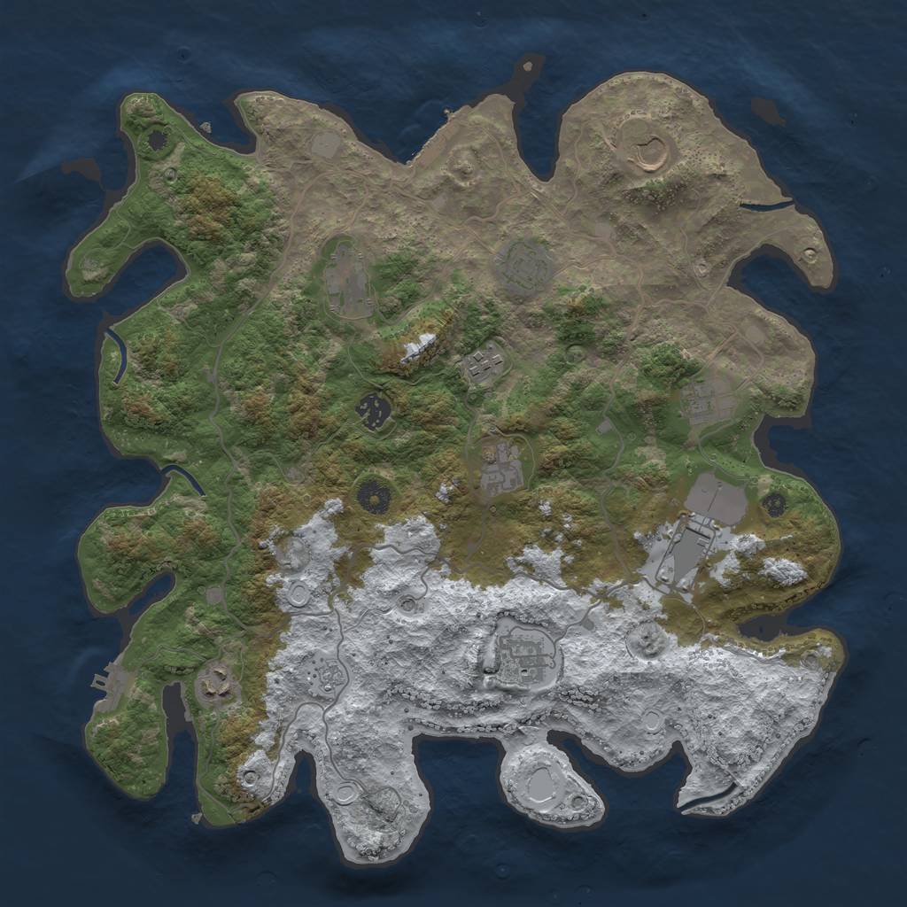 Rust Map: Procedural Map, Size: 4000, Seed: 5381, 19 Monuments