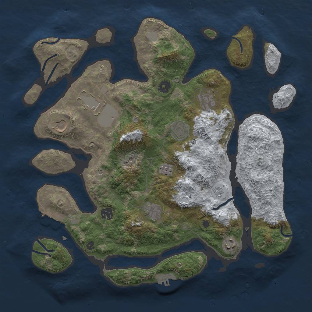 Rust Map: Procedural Map, Size: 3750, Seed: 9876513, 17 Monuments