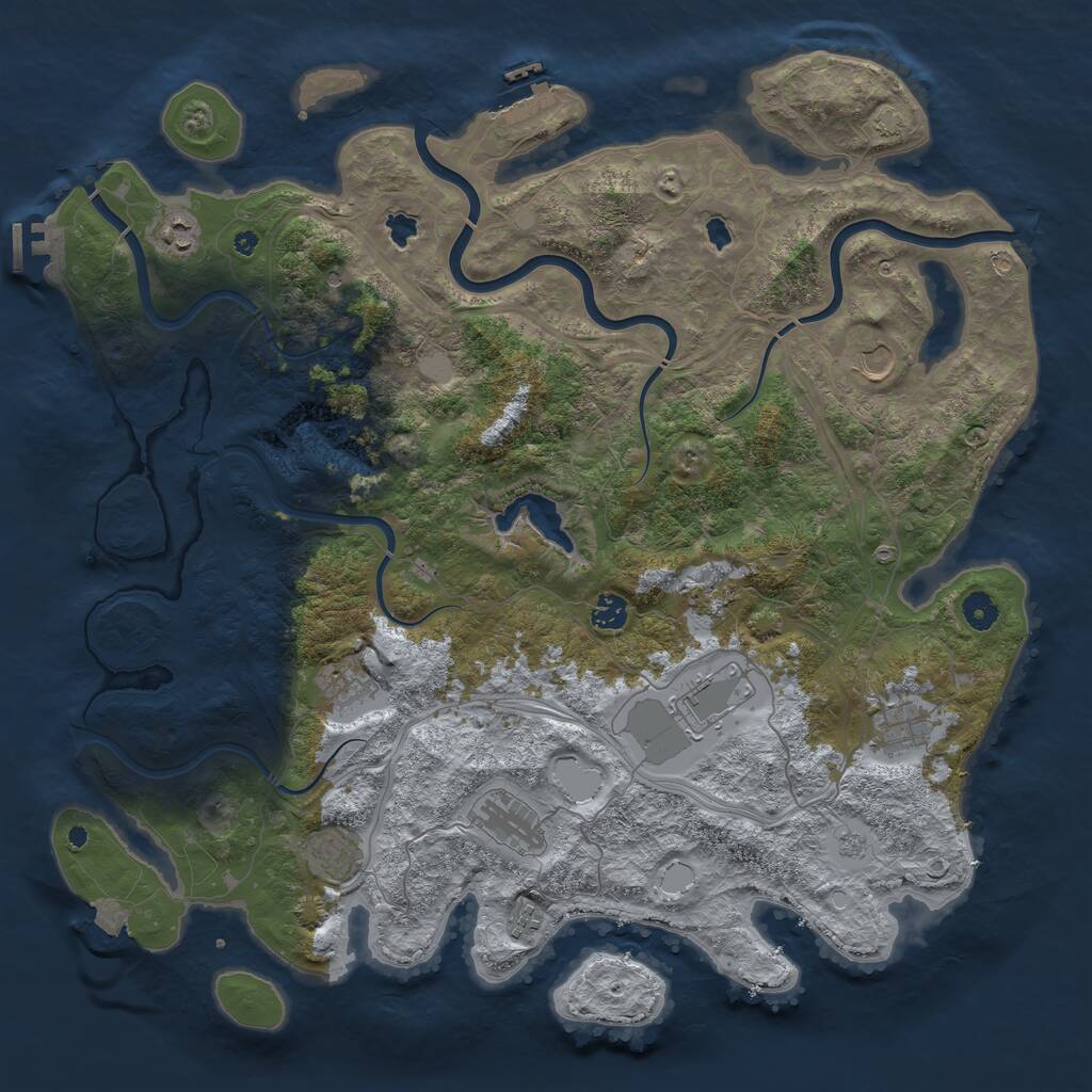 Rust Map: Procedural Map, Size: 4500, Seed: 88729519, 16 Monuments