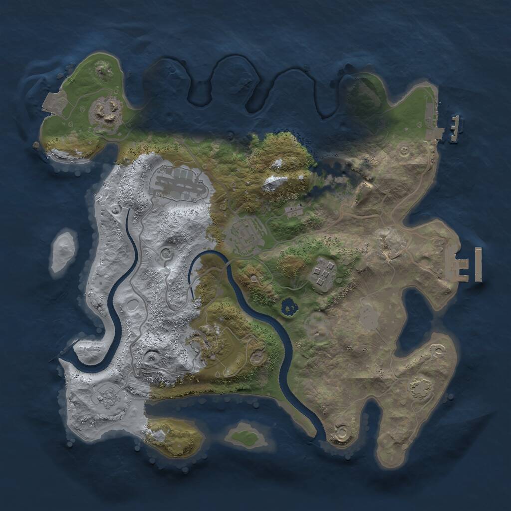 Rust Map: Procedural Map, Size: 3000, Seed: 1647152307, 12 Monuments