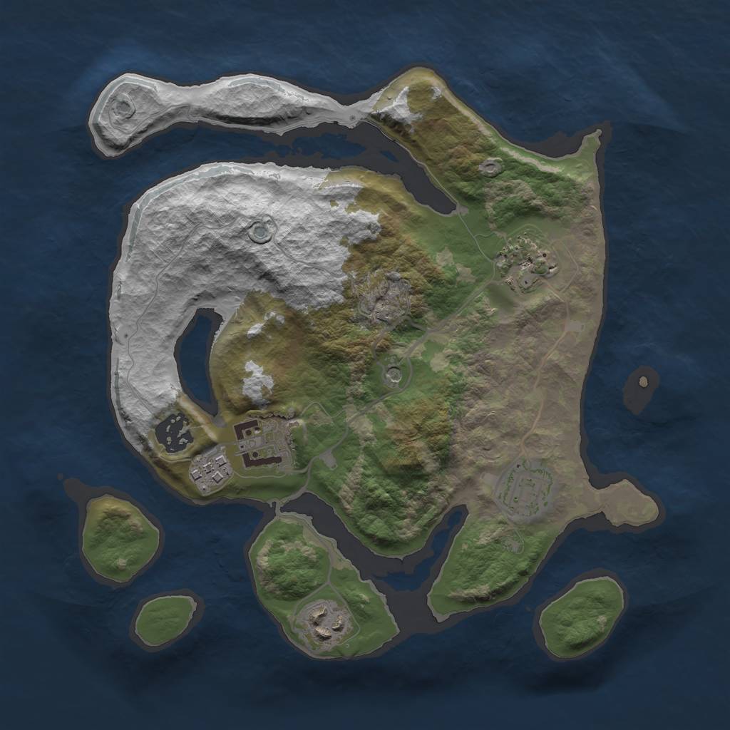 Rust Map: Barren, Size: 2900, Seed: 112954279, 9 Monuments
