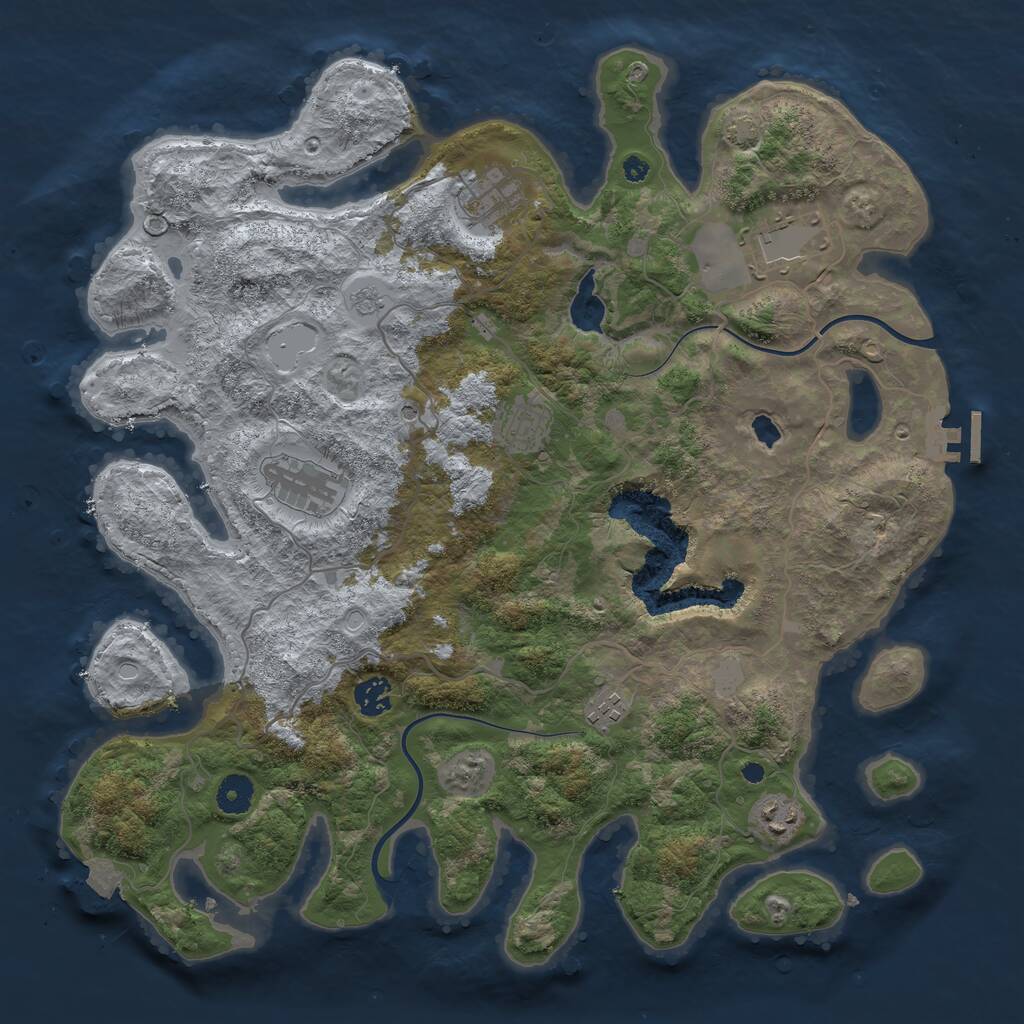 Rust Map: Procedural Map, Size: 4000, Seed: 6458753, 12 Monuments