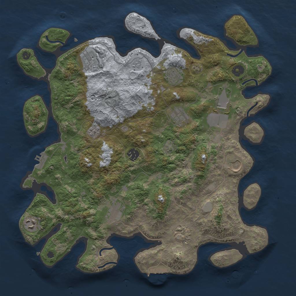 Rust Map: Procedural Map, Size: 3800, Seed: 283186042, 19 Monuments