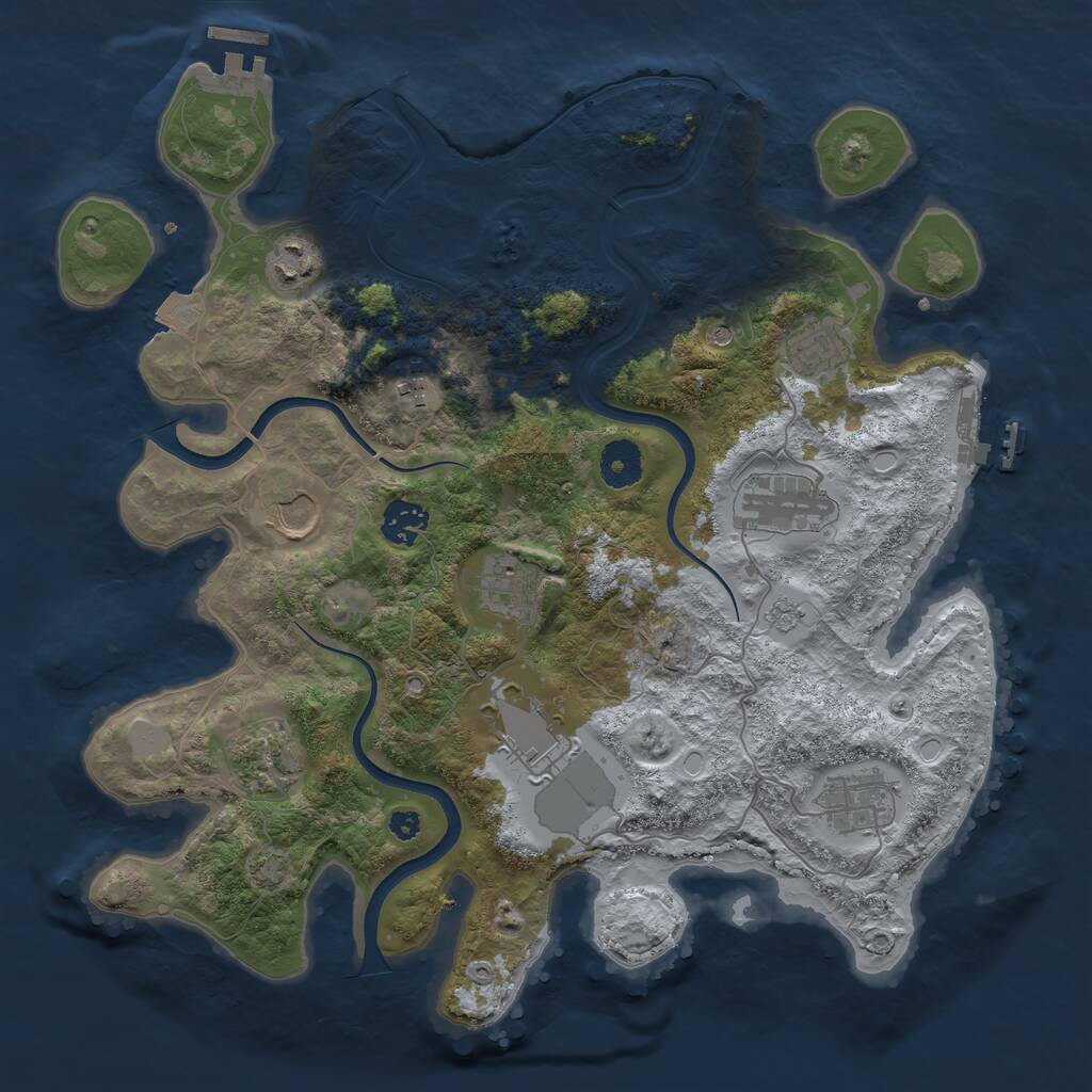 Rust Map: Procedural Map, Size: 3600, Seed: 937082902, 16 Monuments