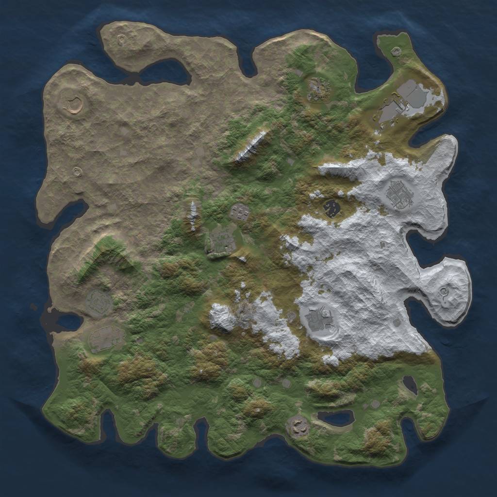 Rust Map: Barren, Size: 4500, Seed: 4397746, 14 Monuments