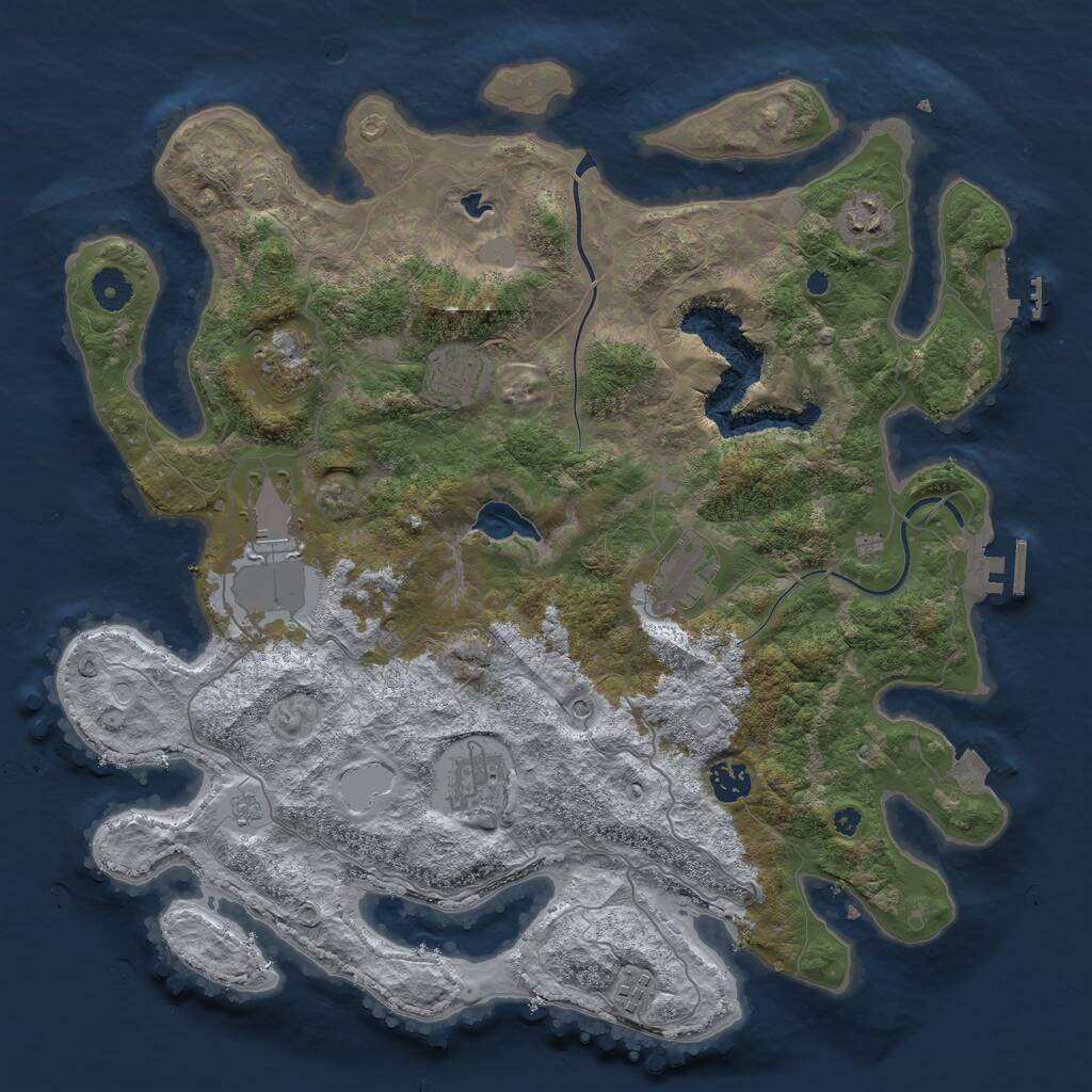 Rust Map: Procedural Map, Size: 4000, Seed: 849403376, 14 Monuments