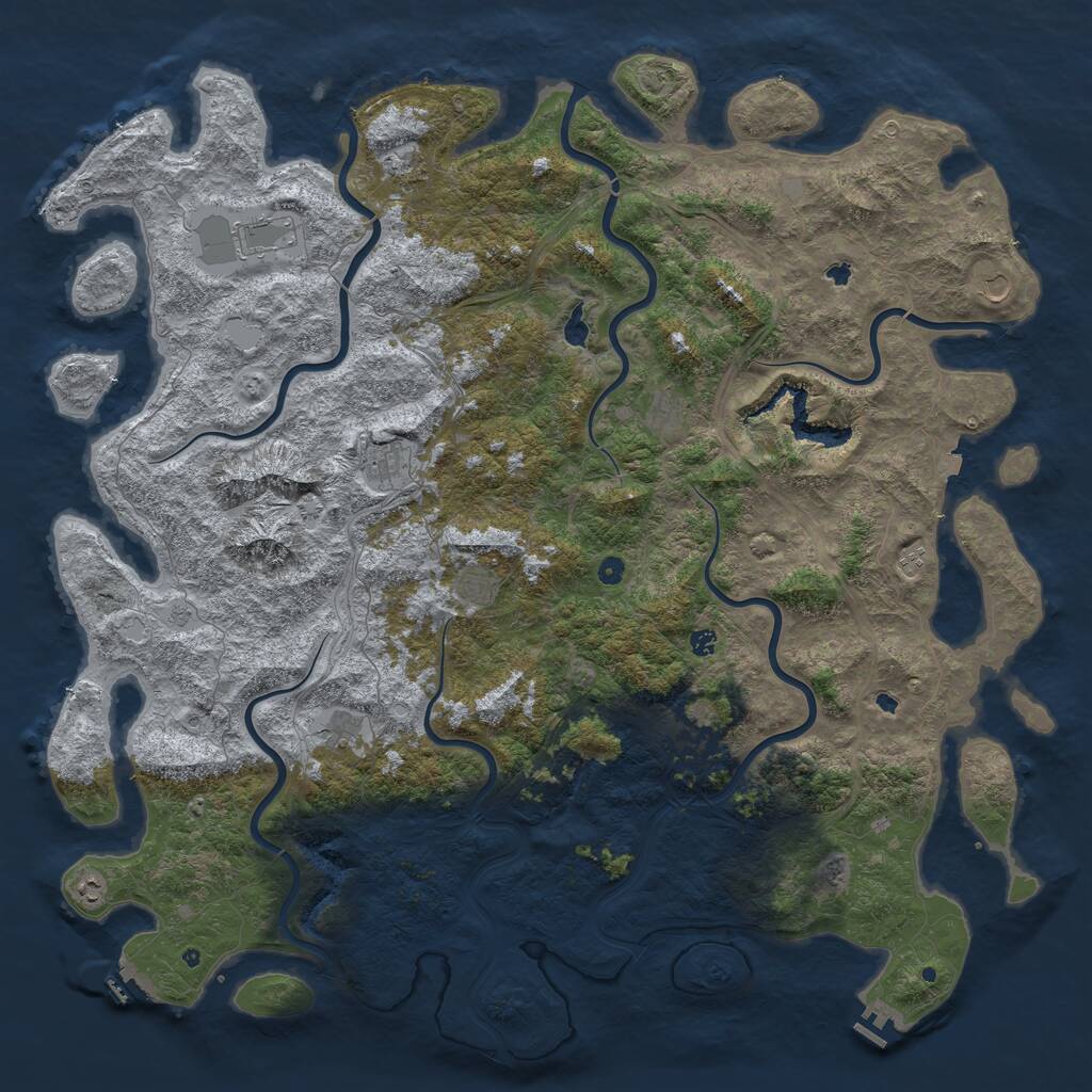 Rust Map: Procedural Map, Size: 6000, Seed: 1466210839, 17 Monuments