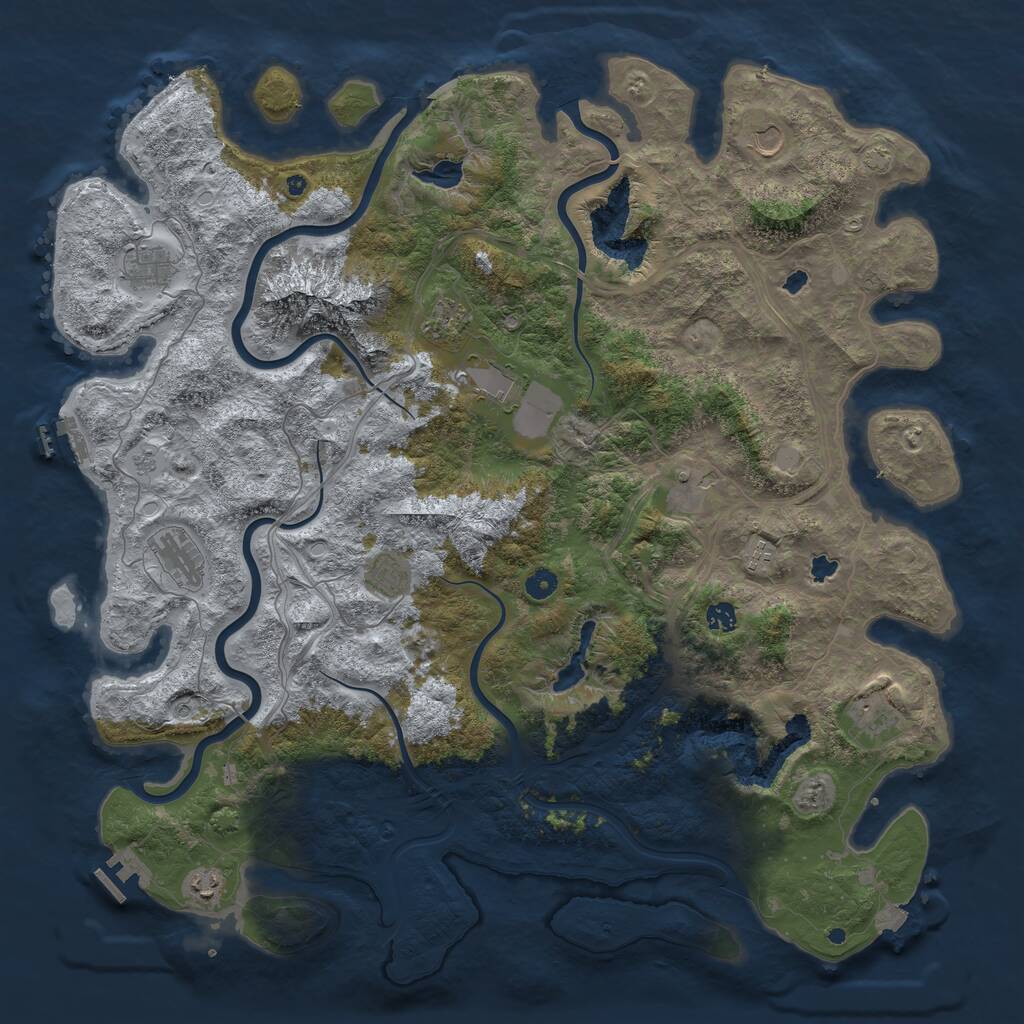 Rust Map: Procedural Map, Size: 5000, Seed: 3498, 17 Monuments