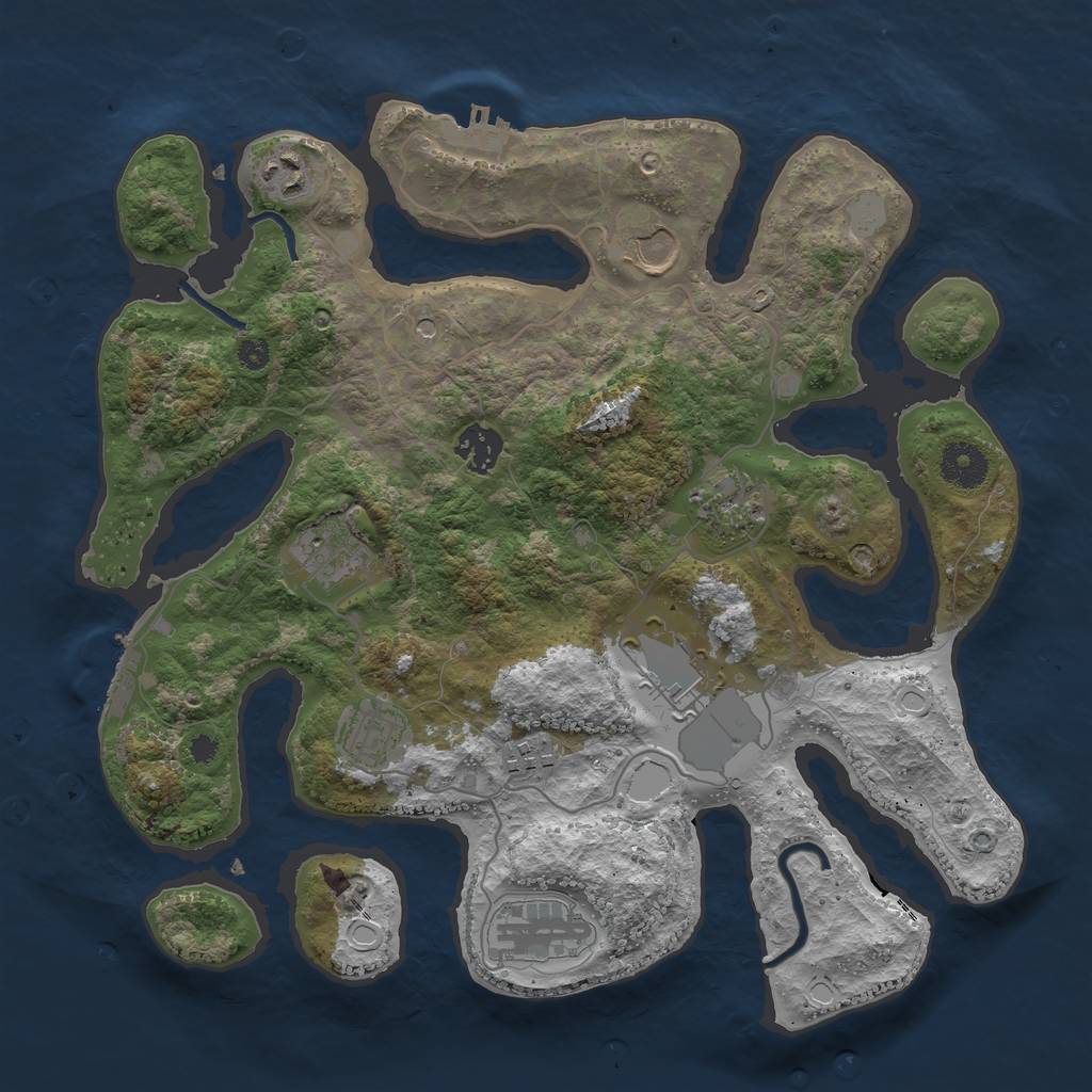 Rust Map: Procedural Map, Size: 3500, Seed: 4790970, 17 Monuments