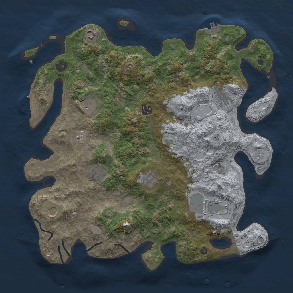 Rust Map: Procedural Map, Size: 4000, Seed: 1540244041, 18 Monuments