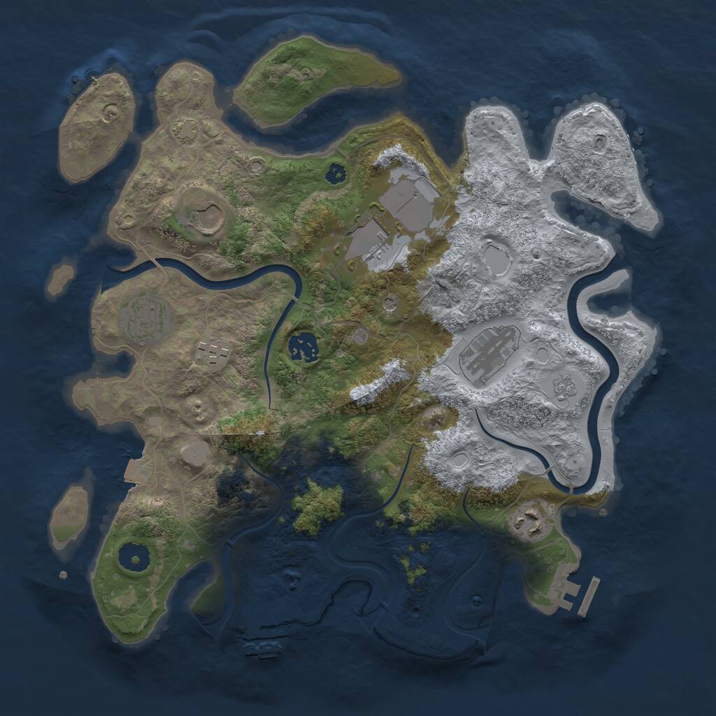 Rust Map: Procedural Map, Size: 3500, Seed: 1958202977, 13 Monuments