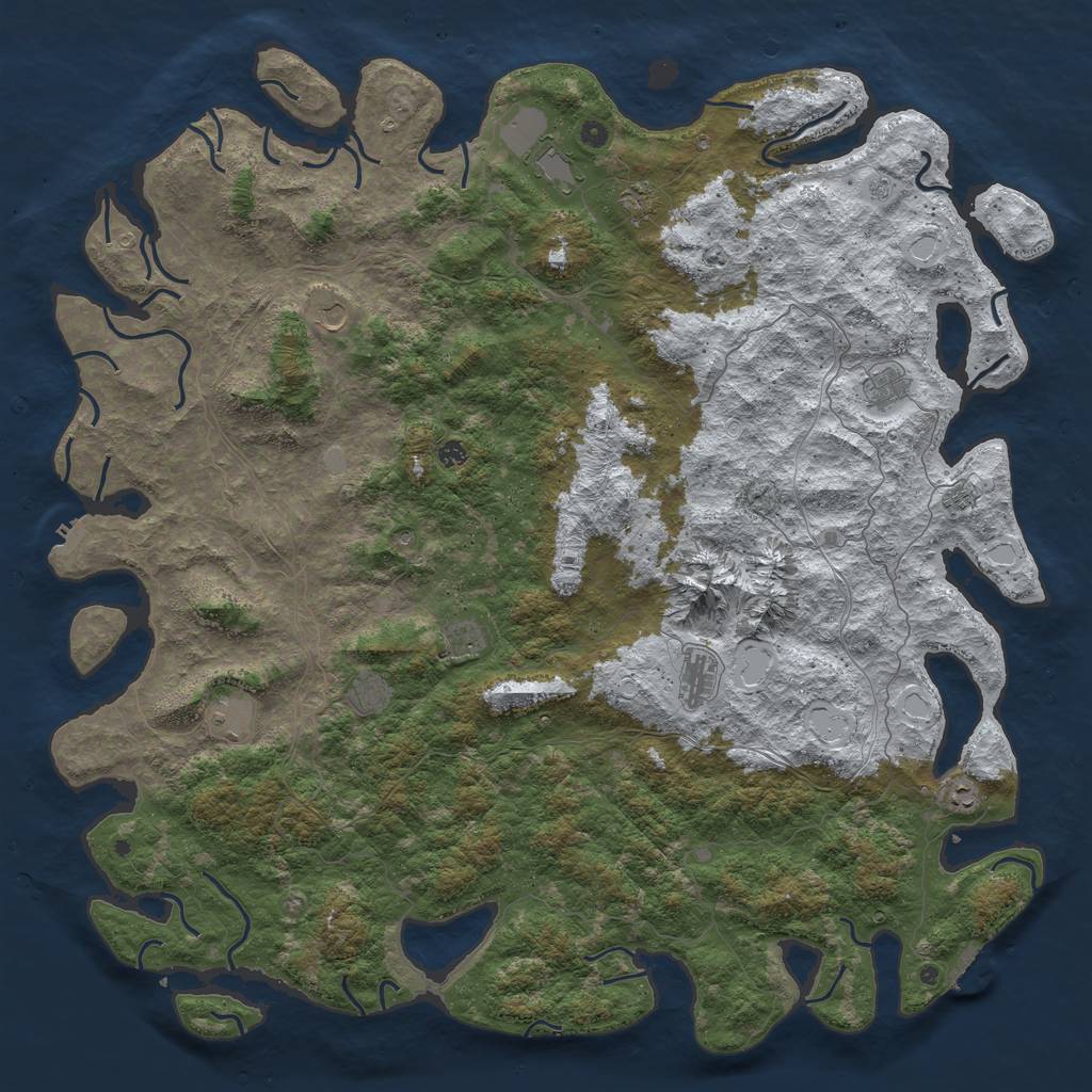 Rust Map: Procedural Map, Size: 6000, Seed: 451012539, 20 Monuments