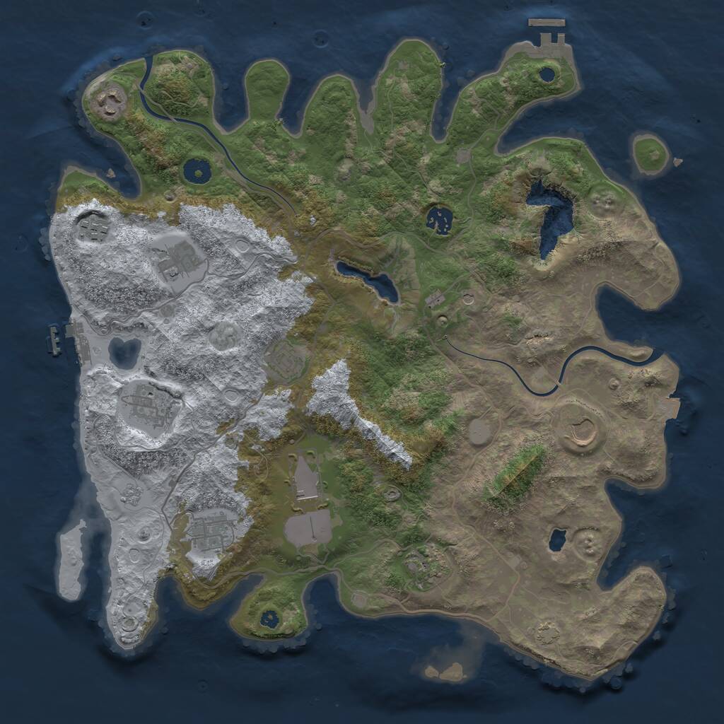 Rust Map: Procedural Map, Size: 4000, Seed: 5587, 16 Monuments
