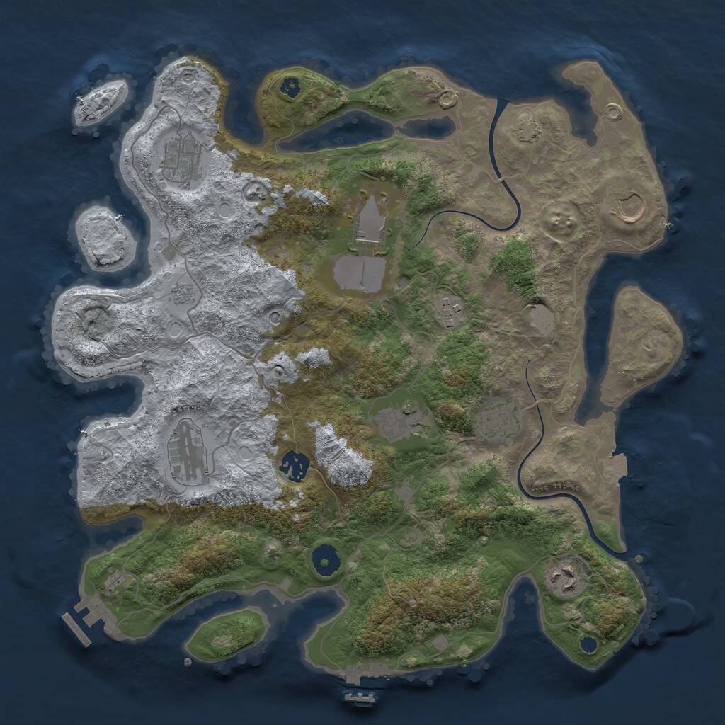 Rust Map: Procedural Map, Size: 3700, Seed: 6343679, 15 Monuments