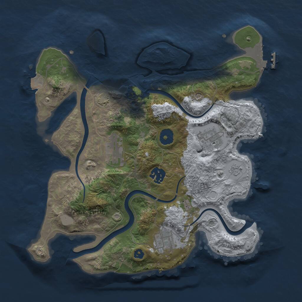 Rust Map: Procedural Map, Size: 3000, Seed: 54743, 9 Monuments