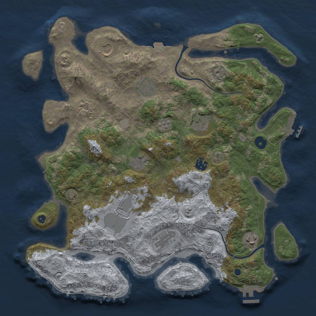 Rust Map: Procedural Map, Size: 3950, Seed: 1381462463, 16 Monuments
