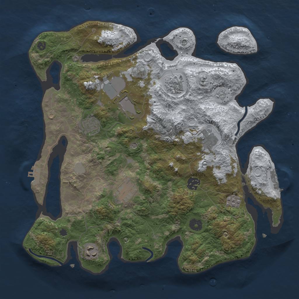 Rust Map: Procedural Map, Size: 3500, Seed: 853970680, 17 Monuments