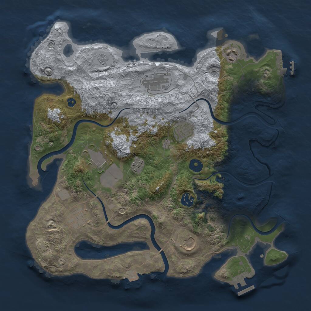 Rust Map: Procedural Map, Size: 3500, Seed: 5601, 14 Monuments