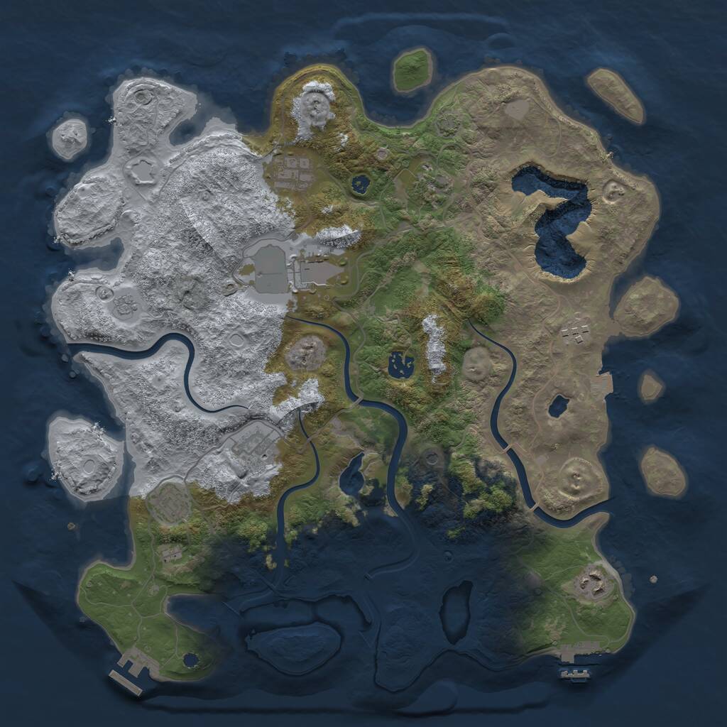 Rust Map: Procedural Map, Size: 4000, Seed: 199713370, 14 Monuments