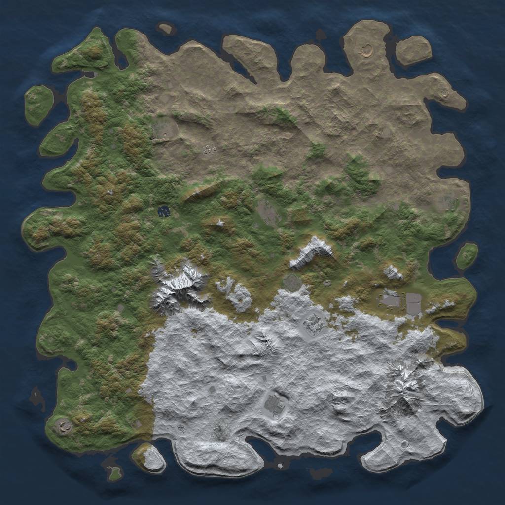 Rust Map: Barren, Size: 6000, Seed: 80924, 14 Monuments