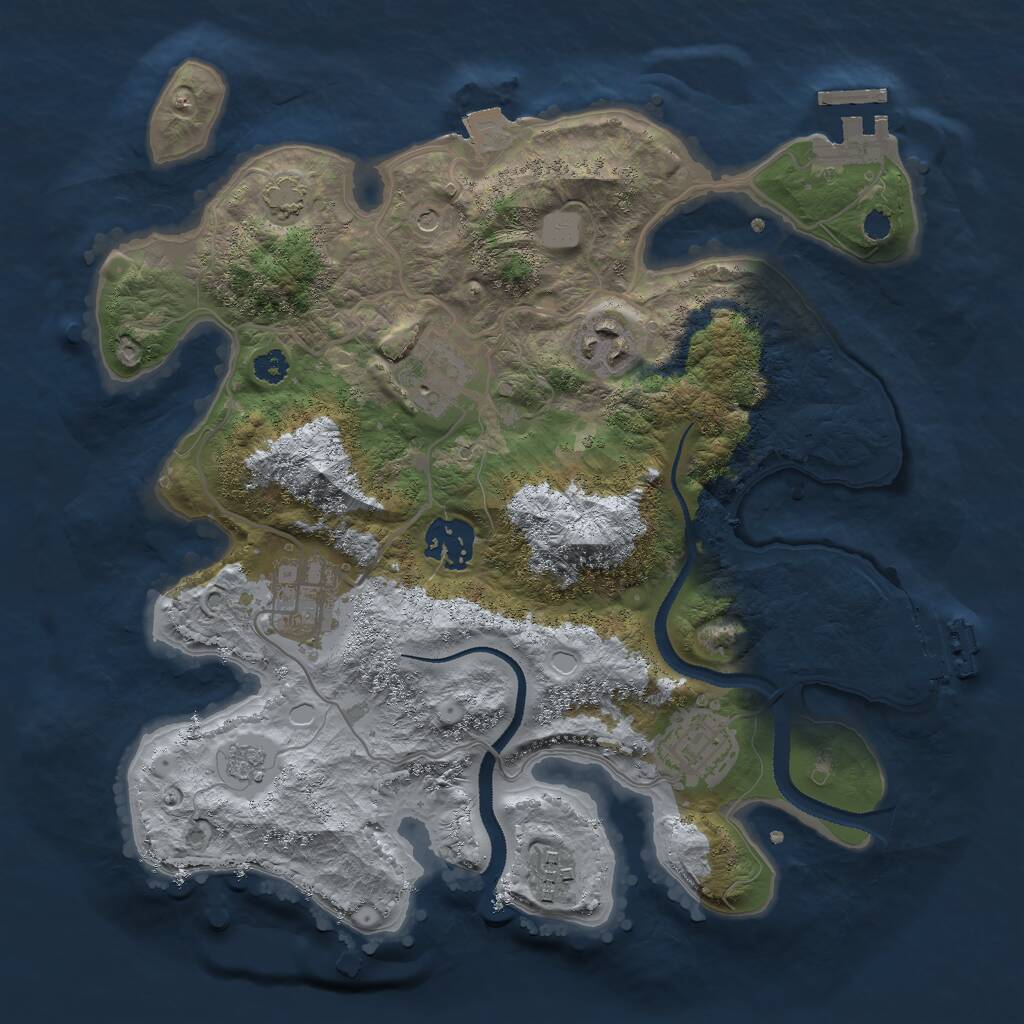 Rust Map: Procedural Map, Size: 3000, Seed: 621583365, 12 Monuments