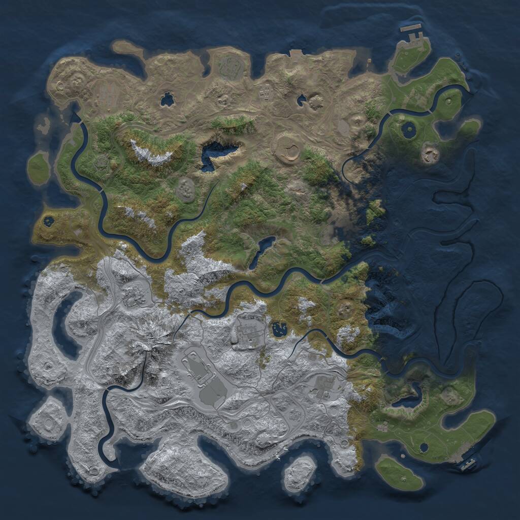 Rust Map: Procedural Map, Size: 5000, Seed: 70000, 17 Monuments