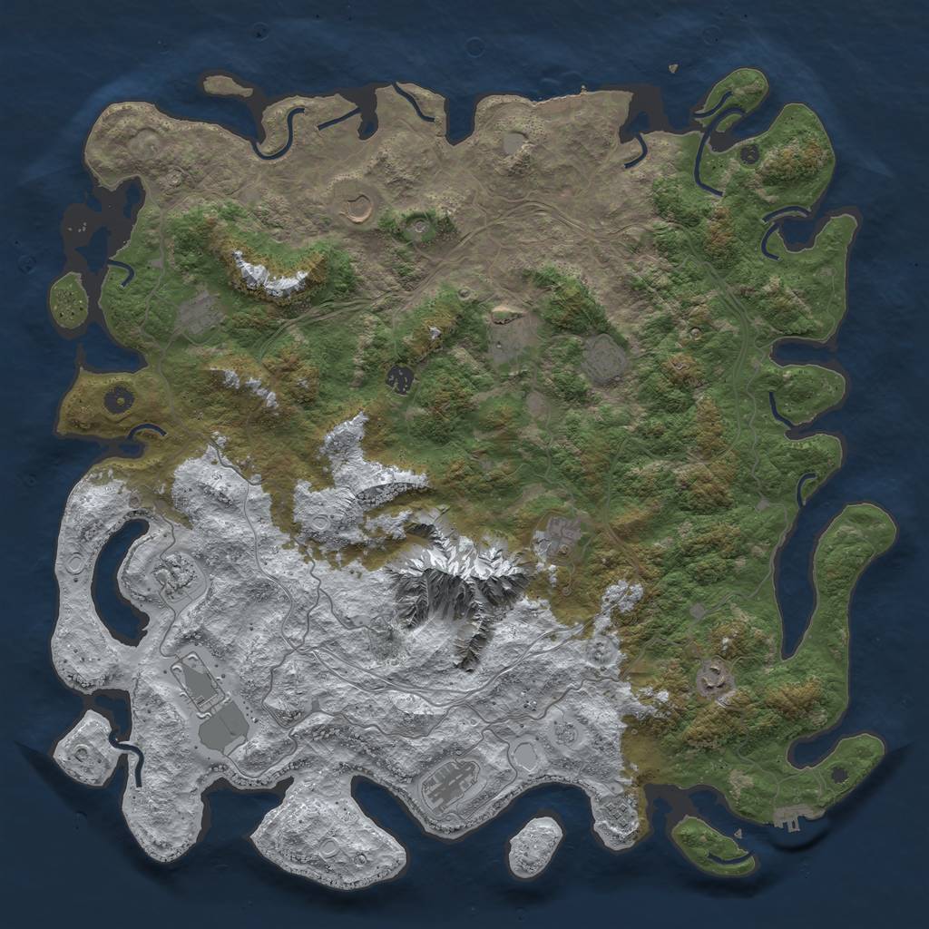 Rust Map: Procedural Map, Size: 5000, Seed: 70000, 20 Monuments