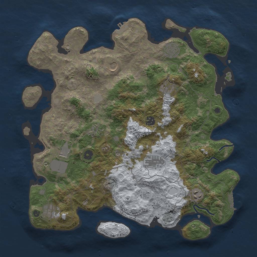 Rust Map: Procedural Map, Size: 4000, Seed: 34537, 19 Monuments